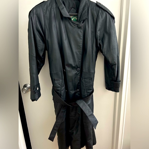 Burka Bay Black Leather Trench Coat - Picture 1 of 1